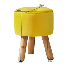 Load image into Gallery viewer, Upholstered Round Footstool Wood Legs
