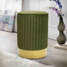 Load image into Gallery viewer, Round Gold Pouffe Dressing Footstool

