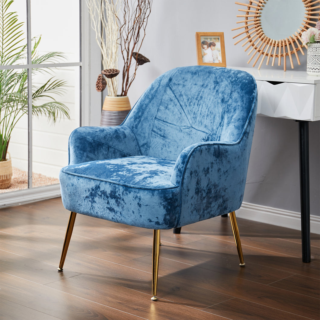 Comfy Velvet Upholstered Living Room Armchair with Gold Legs