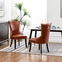 Load image into Gallery viewer, Faux Leather Studded Dining Chair, Reddish brown
