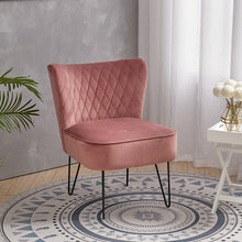 Load image into Gallery viewer, Velvet Upholstered Hairpin Legs Wing Back Armchair Smoky Pink
