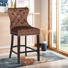 Load image into Gallery viewer, Vintage Buttoned Studded Counter Seat Crushed Velvet Bar Stools
