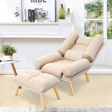 Load image into Gallery viewer, Lounge Recliner Chair And Footstool, Beige
