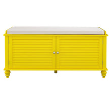 Load image into Gallery viewer, Window Bench Shoes Cabinet Storage Rack with Seat Cushion, Yellow
