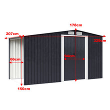Load image into Gallery viewer, Garden Metal Storage Shed with Log Storage
