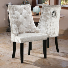 Load image into Gallery viewer, Set of 2 Crushed Velvet Buttoned Dining Chairs
