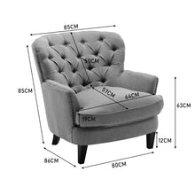 Load image into Gallery viewer, Classic Linen Armchair with Wooden Legs
