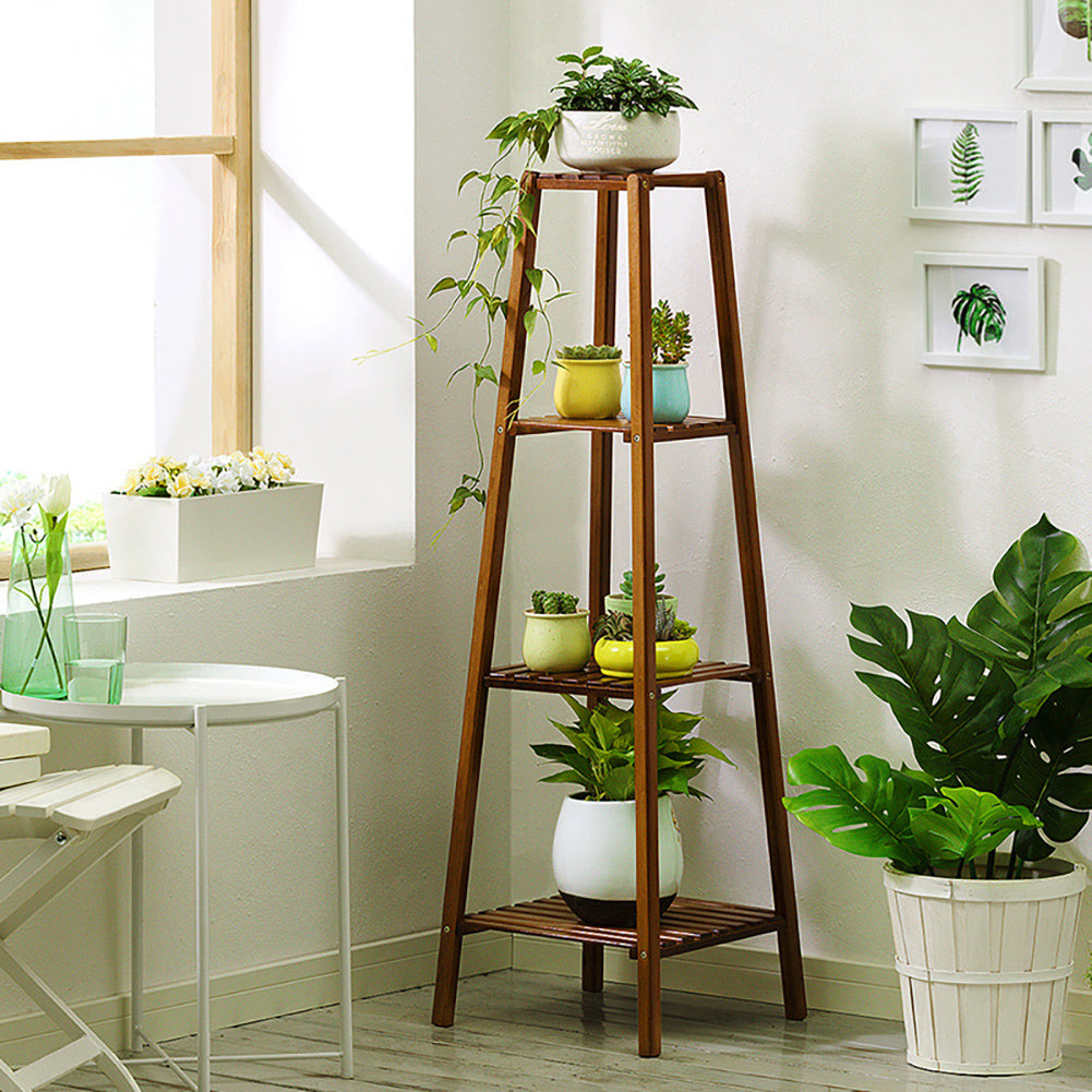 Vintage Tiered Indoor Plant Stand Solid Wood Display Shelf