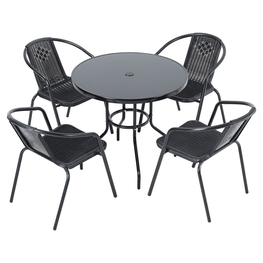 Garden Round Table With Umbrella Hole With 4 Chairs