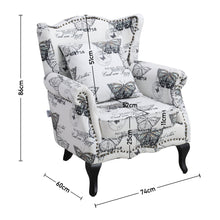 Load image into Gallery viewer, Livingandhome Retro Butterfly Wingback Studded Armchair, JM2155

