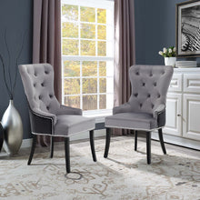 Load image into Gallery viewer, Set of 2 Velvet Buttoned Dining Chairs
