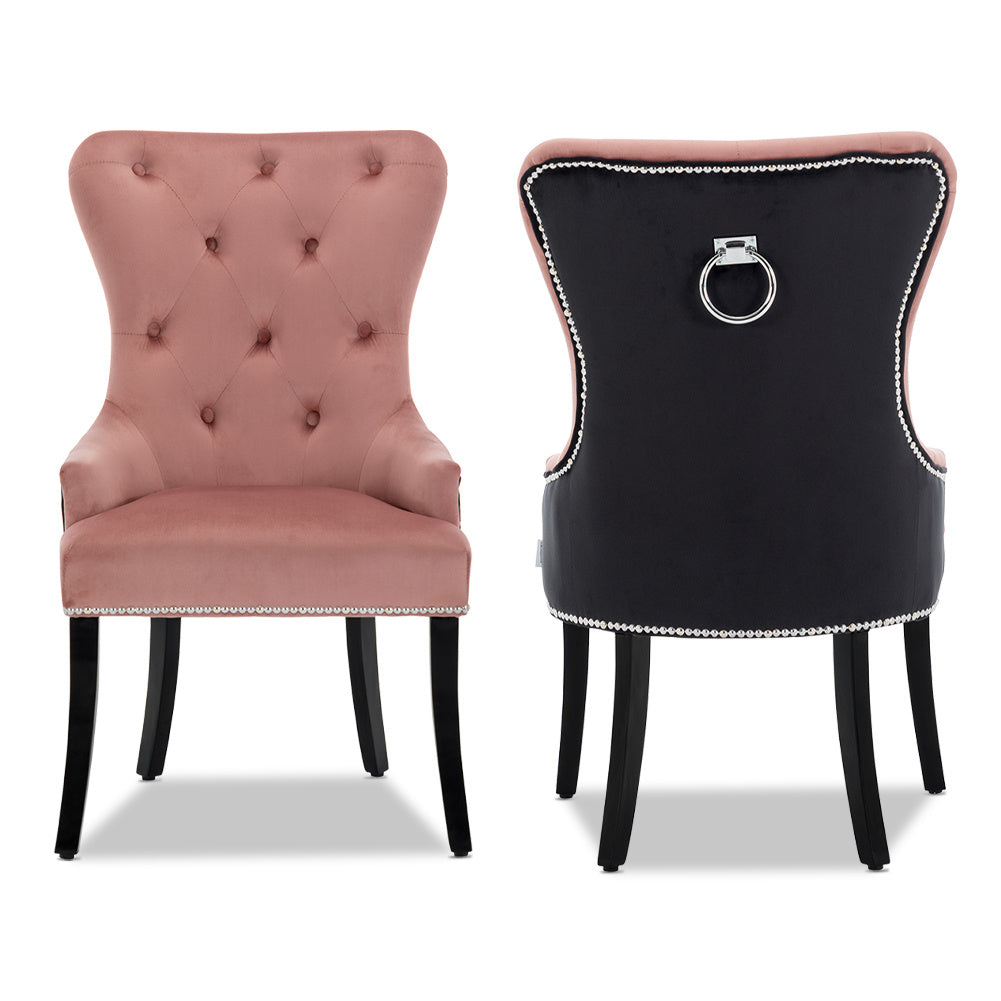 Set of 2 Velvet Buttoned Dining Chairs