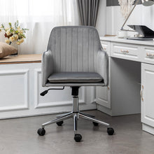 Load image into Gallery viewer, Velvet Swivel Upholstered Office Chair with Chrome Base
