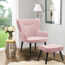 Load image into Gallery viewer, Frosted Velvet Smiley Lounge Armchair and Footstool, Pink
