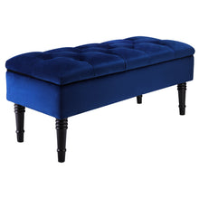 Load image into Gallery viewer, Livingandhome Buttoned Velvet Storage Ottoman Bench with Rubberwood Legs
