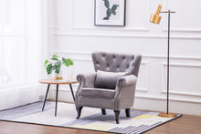 Load image into Gallery viewer, Fabric Linen Upholstered Armchair Accent Chair Grey
