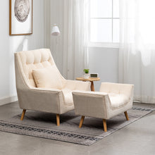 Load image into Gallery viewer, Chenille Lounge Armchair And Footstool, Beige
