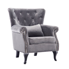 Load image into Gallery viewer, Fabric Linen Upholstered Armchair Accent Chair Grey
