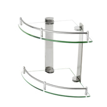 Load image into Gallery viewer, 2 Tier Glass Corner Floating Storage Shelves Tidy Bathroom Shower Organizer Rack
