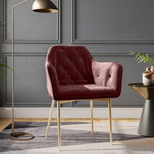 Load image into Gallery viewer, Kitchen Dining Chair Living Room Velvet Armchair Metal Legs Soft Padded Seat
